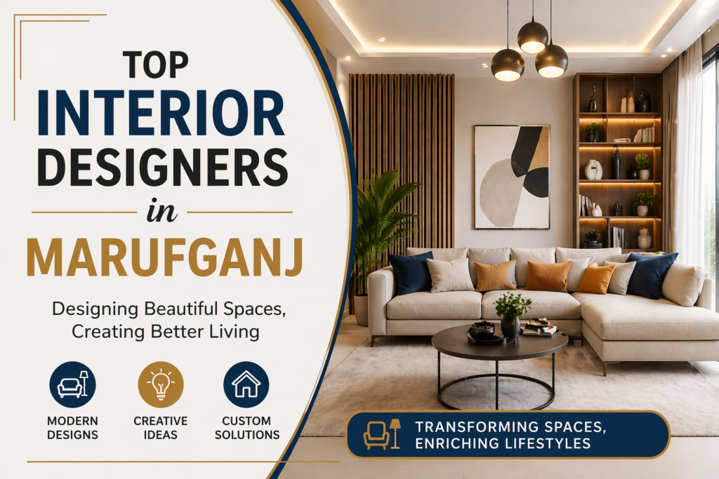 Top interior designers in Marufganj modern living room design banner